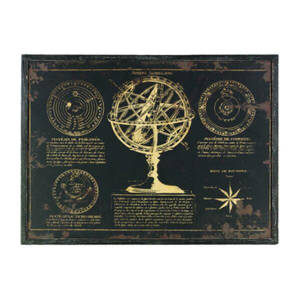 Urban Trends Collection Wood Rectangular Panel Giclee Print of Sphere Armillaire with Frame, Black 39327